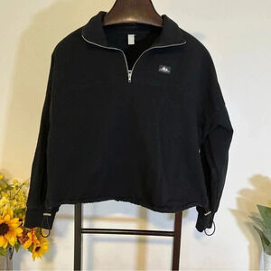 Allure Women’s long sleeve half zipper black sweatshirt